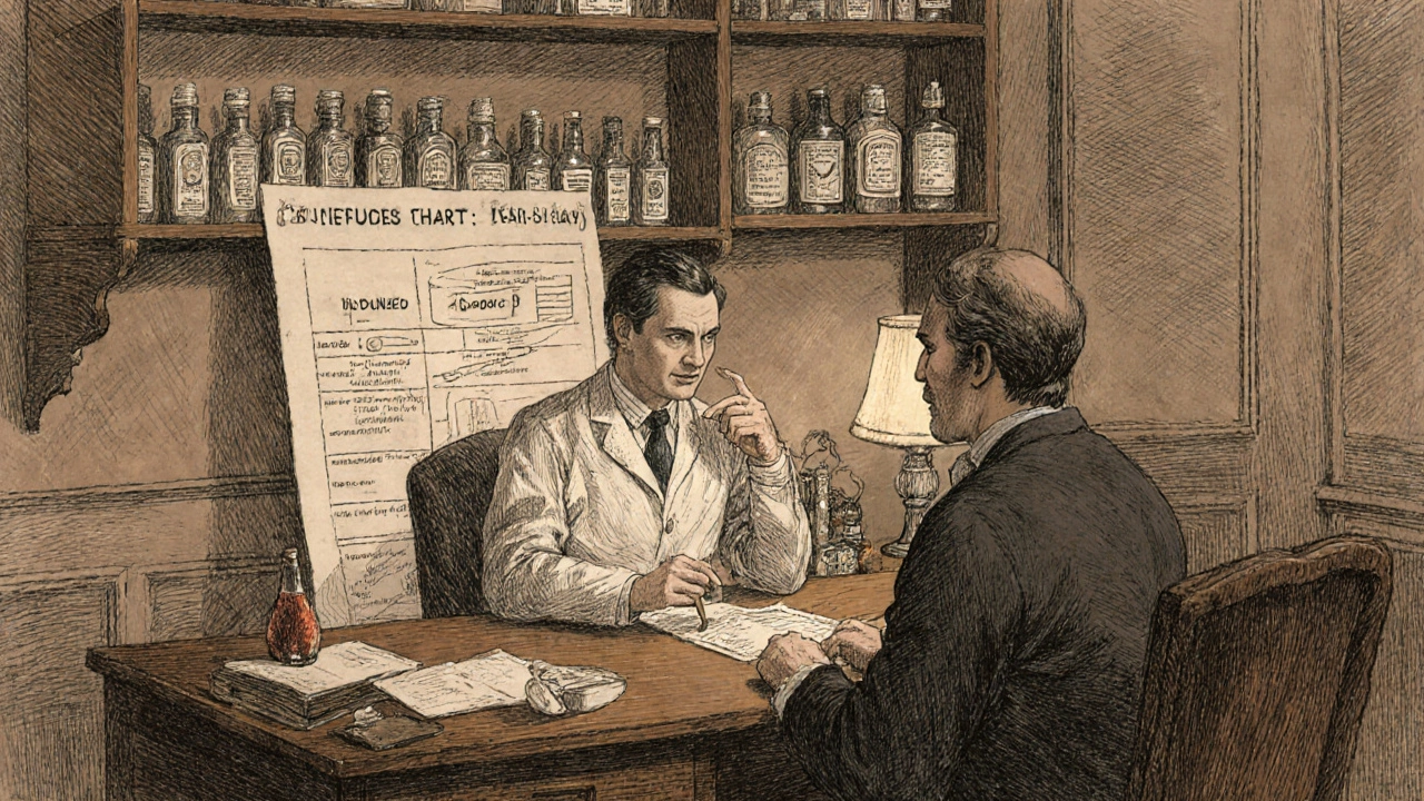 Doctor and patient reviewing medication chart with Cenforce‑D and other pills.