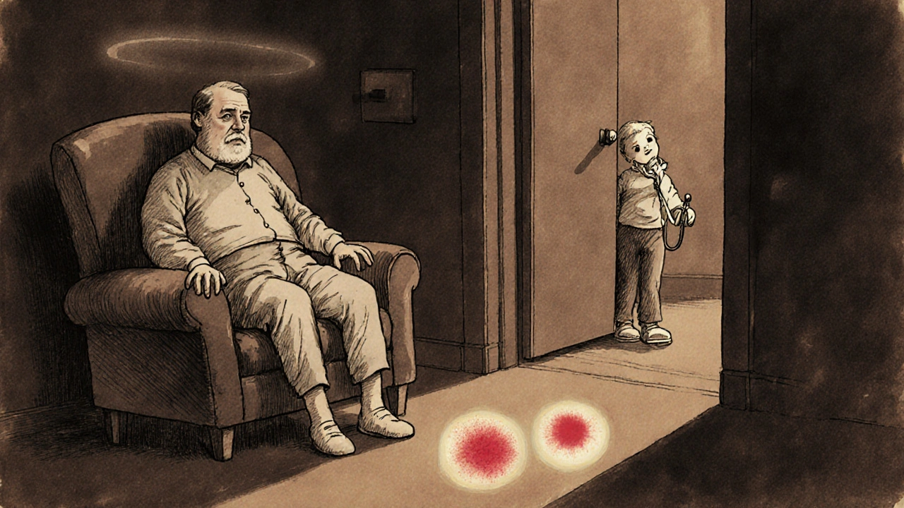 Two control spots on skin—one itchy from histamine, one unchanged from saline—with scientific glow effects.