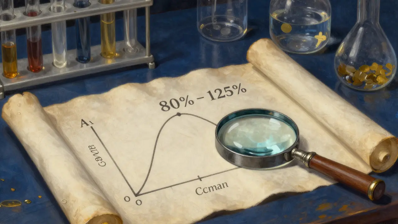 A magnifying glass over a hand-drawn drug concentration curve on an old parchment scroll.